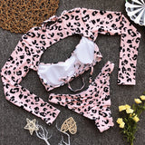 Leopard Bikini Long Sleeve Swimwear Swimsuit