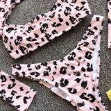 Traje de baño de manga larga con bikini de leopardo
