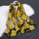 Lotus Floral Silk Scarf for Women