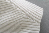 Slit Hem Knit Pile Collar High Low Sweaters