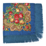 Écharpe carrée à fleurs rétro ethnique châle écharpes à franges pour femmes dames filles