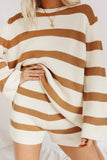 Women's Stripe Sweater Shorts Suit Set