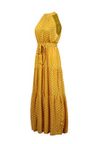 Vestidos largos con estampado de boho bohemio de onda amarilla 