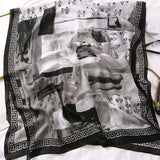 Bufanda de algodón con lazo y roseta elegante a la moda para mujer y niña 90x180
