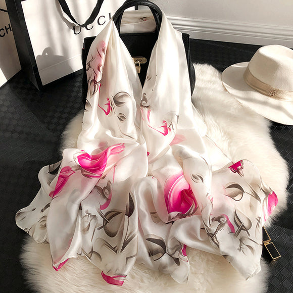 Vogue Silky Écharpe pour femme Léger Fleur Châle Wraps Écharpe de vacances Cadeau Foulards Femmes