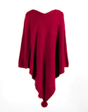 Pullover V-neck Collar Pompom Hypotenuse Sweater Cloak Shawl Cape Cardigans