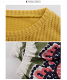 Women Round Neck Knit Stitching Loose Sweater