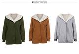 Women Double-Faced Fluffy Loose Hooded Coat