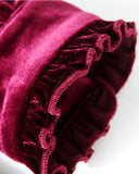 Robes mi-longues à boutonnage simple en velours rouge avec boutons nacrés