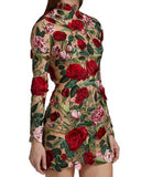 High Neckline Floral Embroidered Bodycon Mini Dresses