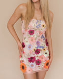 Strapless Floral Embroidered Bodycon Mini Dresses