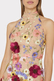 Mini-robes moulantes brodées de fleurs à licou