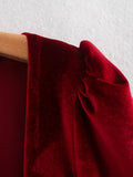 Mini vestidos ajustados de fiesta de terciopelo vintage con cuello cuadrado rojo