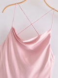 Pink Silk Satin Backless Party Mini Dresses