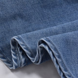 Chemise en jean à simple boutonnage à manches lanterne et épaule dénudée Minirobes