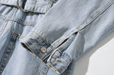Combinaisons en jean à boutonnage simple et à lacets avec col pile