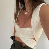Knit Vest V-neck Camis Crop Tank Tops Sweaters