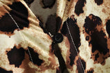 Lace-up Leopard Lapel Floral Mini Dresses
