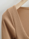 Vestidos midi de suéter de punto con cuello cuadrado vintage