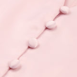 Pink V-neck Lantern Sleeve Single-breasted Skater Party Mini Dresses