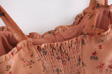 Chiffon Strappy Vintage Floral Lace-up Maxi Midi Dresses