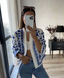Single-breasted Floral Embroidery Shirts Cardigans