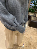 Suéter de solapa vintage de un solo pecho Prendas de abrigo Gris