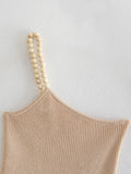 Bead Straps Knit Sweaters Camis Tank Tops