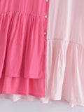 Splicing Shirred Frill Ruffles Sleeve Shirts Mini Dresses