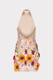 Mini-robes moulantes brodées de fleurs à licou