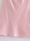 Pink Silk Satin Backless Party Mini Dresses