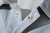 Combinaisons en jean à boutonnage simple et à lacets avec col pile