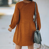 Mini-robes décontractées en tricot à col rond