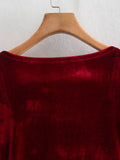 Mini robes moulantes de soirée en velours vintage à col carré rouge