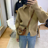 Single-breasted Vintage Lapel Sweater Outerwear