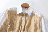 Suéteres de camisas de un solo pecho de punto de manga de linterna vintage