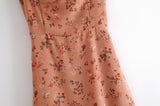 Chiffon Strappy Vintage Floral Lace-up Maxi Midi Dresses