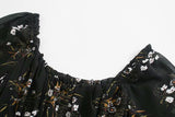 Vintage Backless Square Collar Floral Midi Dresses