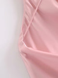 Minivestidos de fiesta sin espalda de raso de seda rosa 