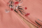 Backless Square Collar Elastic Waist Floral Midi Dresses