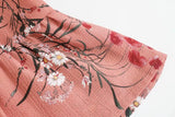 Backless Square Collar Elastic Waist Floral Midi Dresses