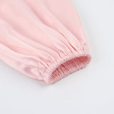 Mini vestidos rosa con cuello en V y manga farol con un solo pecho