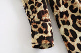 Lace-up Leopard Lapel Floral Mini Dresses