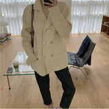 Pile Collar Double Breasted Knitted Sweaters Outerwear Apricot