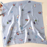 Écharpe en soie à imprimé papillon pour femmes, filles, 90 x 180