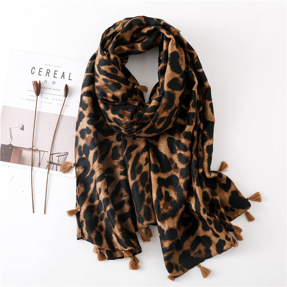 Leopard Print Infinity Long Scarf Wrap Shawl for Women Ladies Girls- 4 Colors