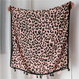 Châle écharpe imprimé léopard à franges et glands pour femme, femme, fille