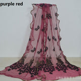 Fashion Lace Scarf Net Yarn Printing Peacock Stitching Flocking Phoenix Scarf for Women Ladies Girls