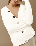 Cárdigan tipo suéter de manga larga con botonadura sencilla para mujer 