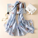 Bufanda de seda con estampado de mariposas, chal sedoso para mujeres y niñas, 90 x 180